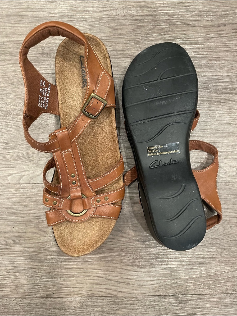 Clarks Women's Sandals Brown Leather Size 10N Super Clean